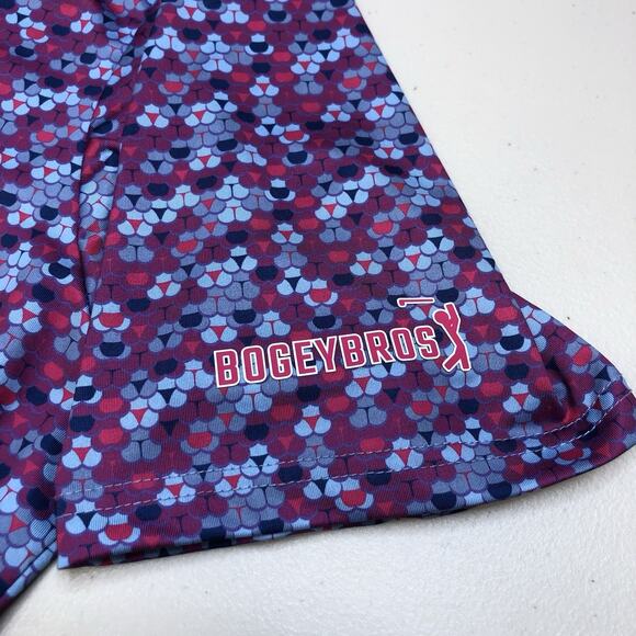 Bogey Bros Golf Polo Shirt Mens L Blue Pink Performance Whale Tail Bikini Print - Picture 6 of 9